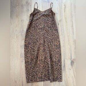 Madewell Brown and Black Leopard Print Midi Slip Dress